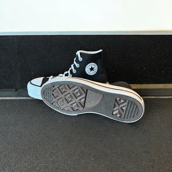 Converse Chuck Taylor All Star Lift Platform Black and White High-Top Sneakers - Picture 15 of 16